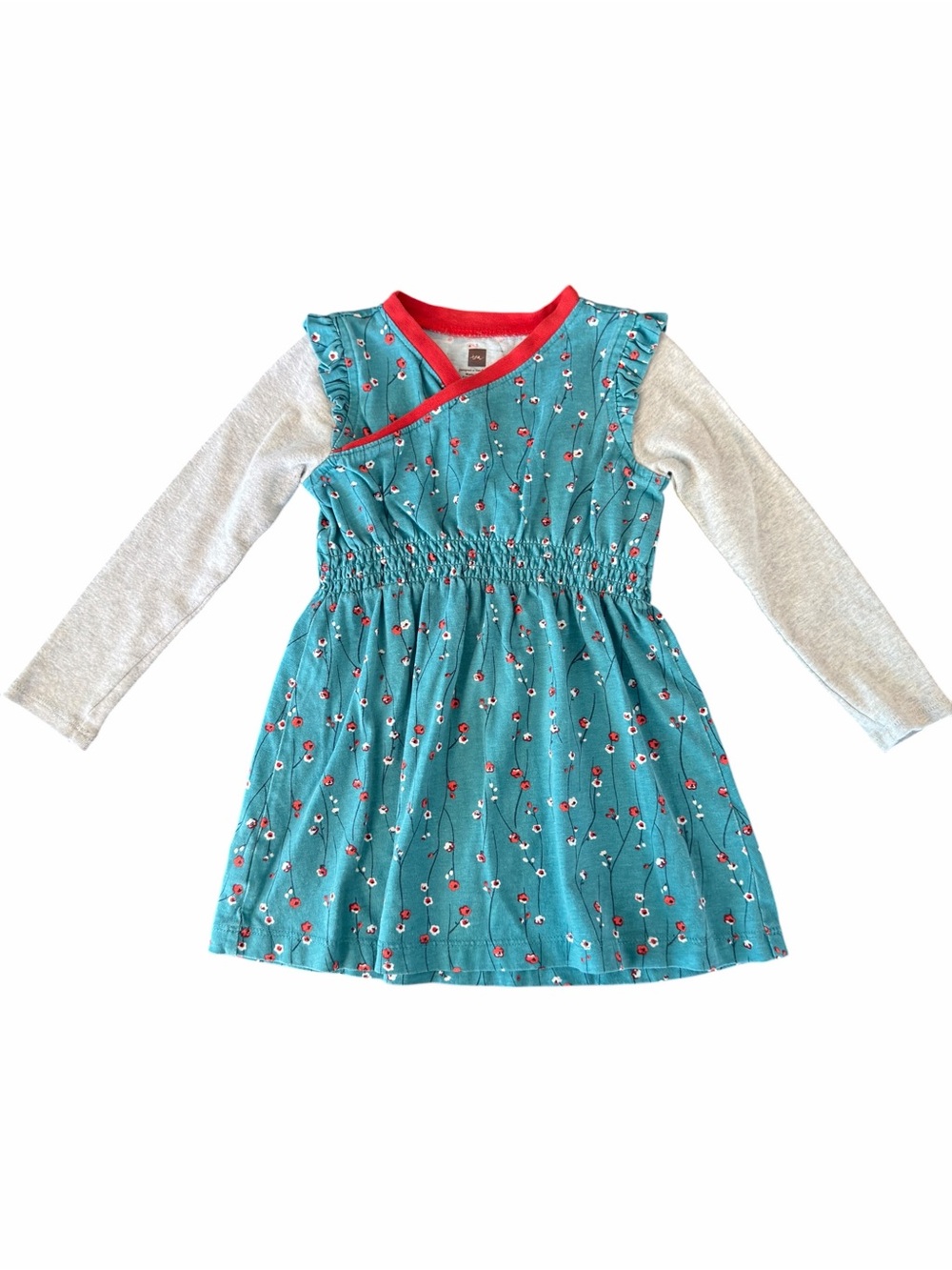 Tea Collection Teal Floral Dress 18-24 mo 100% cotton